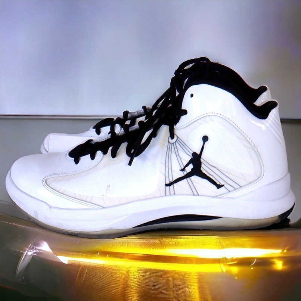 Jordan white black Flywire hi-top basketball sneakers 